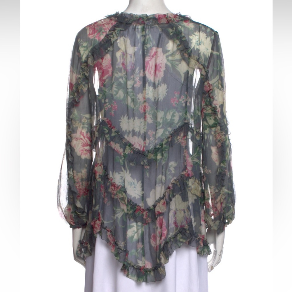 Silk Floral Zimmermann Print Blouse in Size 0 [Extra Small] - Picture 3 of 6